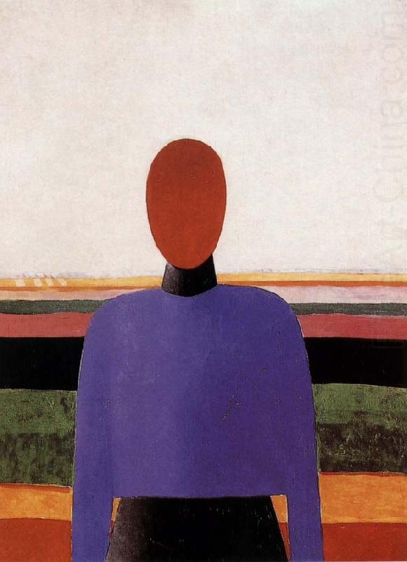 Kasimir Malevich The Bust of girl  wear purple dress china oil painting image